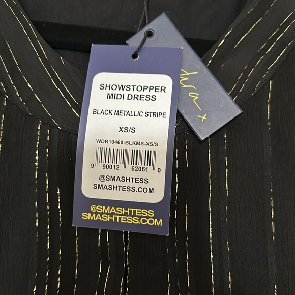 BNWT Smash and Tess Iskra Showstopper Metallic Stripe Dress - Picture 8 of 12